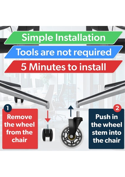 Ofis Sandalyesi Tekerlekleri Değiştirme - Yedek Ofis Sandalyesi Tekerlekleri Için 3inch Açık Kauçuk Tekerlekler - Çoğu Sandalyeye Uyuyor (Yurt Dışından) fiyatları