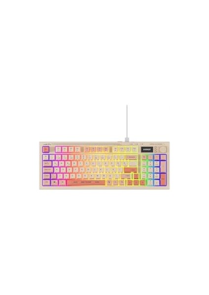 Kb-79 Silent Pro Bej-Pembe-Turuncu Sessiz Rgb Q Membrane Oyuncu Klavyesi