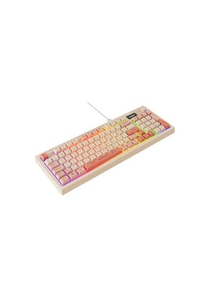 Kb-79 Silent Pro Bej-Pembe-Turuncu Sessiz Rgb Q Membrane Oyuncu Klavyesi