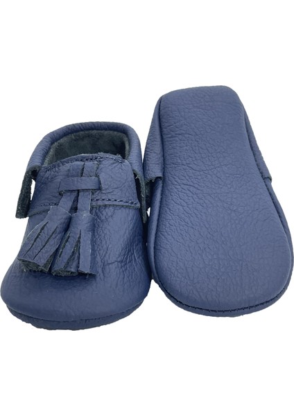 Hakiki Deri Lacivert Ponpon Detaylı Bebek Patiği fırsatları