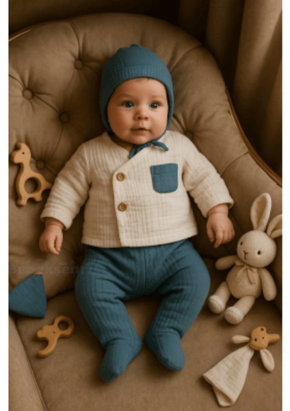 Müslin Takım Kumaş Erkek 8li Yenidoğan Hastane Çıkışı modelleri