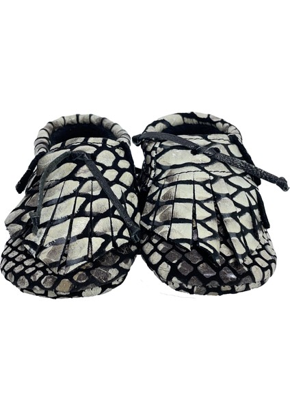 Hakiki Deri Timsah Derisi Desenli Bebek Patiği