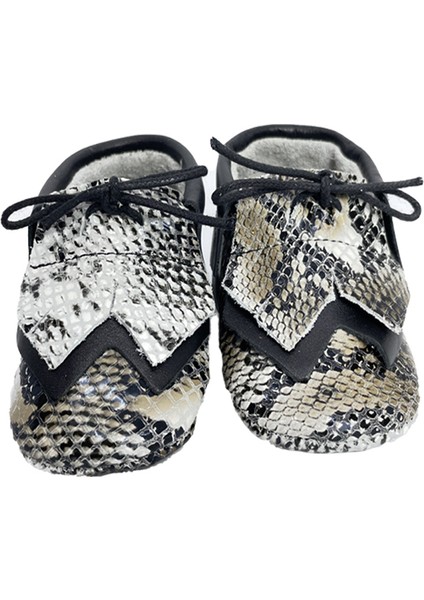 Hakiki Deri Balık Pulu Desenli Bebek Patiği
