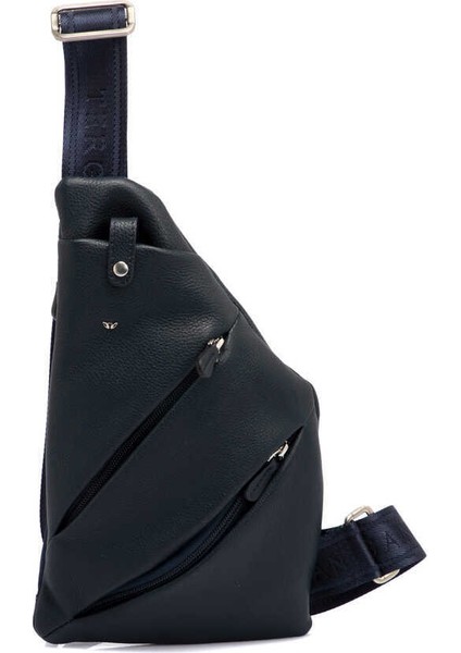 Lacivert Hakiki Deri Erkek Çapraz Askılı Çanta - S1AC00021439-X86