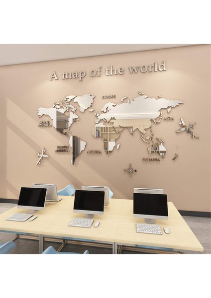 Dünya Haritası Duvar Etiketleri 3D Akrilik Ayna Çıkartması Oturma Odası Ofis Duvar Kağıdı Dekorasyonu Için Üç Boyutlu (Yurt Dışından) modelleri