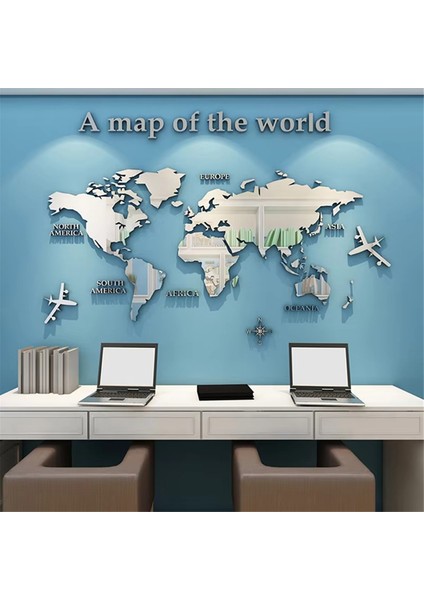 Dünya Haritası Duvar Etiketleri 3D Akrilik Ayna Çıkartması Oturma Odası Ofis Duvar Kağıdı Dekorasyonu Için Üç Boyutlu (Yurt Dışından) fırsatları