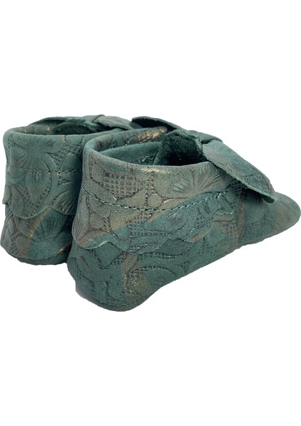 Hakiki Deri Yeşil Bebek Patiği modelleri
