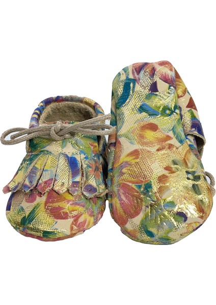 Hakiki Deri Çiçek Desenli Bebek Patiği fırsatları