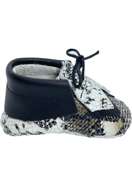 Hakiki Deri Balık Pulu Desenli Bebek Patiği