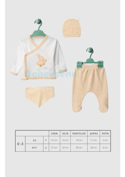 Kendinden Eldivenli Tavşanlı 4lü Yenidoğan Hastane Çıkış Seti indirimleri