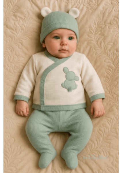 Yenidoğan Kendinden Eldivenli ve Patikli Tavşanlı 4lü Bebek Hastane Çıkışı indirimleri