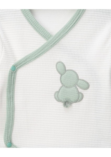 Yenidoğan Kendinden Eldivenli ve Patikli Tavşanlı 4lü Bebek Hastane Çıkışı