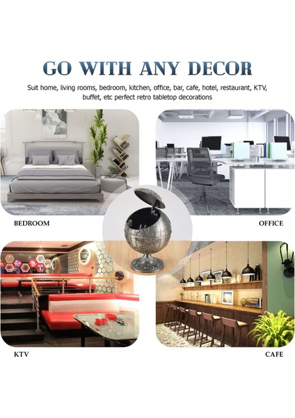 Kapaklı Vintage Metal Küre Kültray Avrupa Retro Ev Ofisi Otel Ashtray Dekor Sigara Aksesuarları, Antik Tin (Yurt Dışından) fiyatları