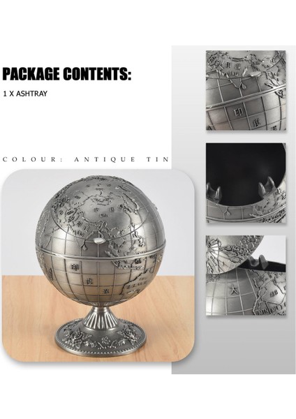 Kapaklı Vintage Metal Küre Kültray Avrupa Retro Ev Ofisi Otel Ashtray Dekor Sigara Aksesuarları, Antik Tin (Yurt Dışından) indirimleri