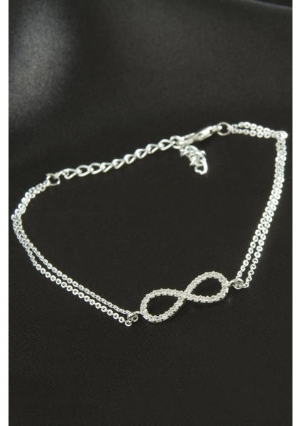 Msa-Shop Sonsuzluk Zirkon Taşlı Bileklik-Gümüş Rengi