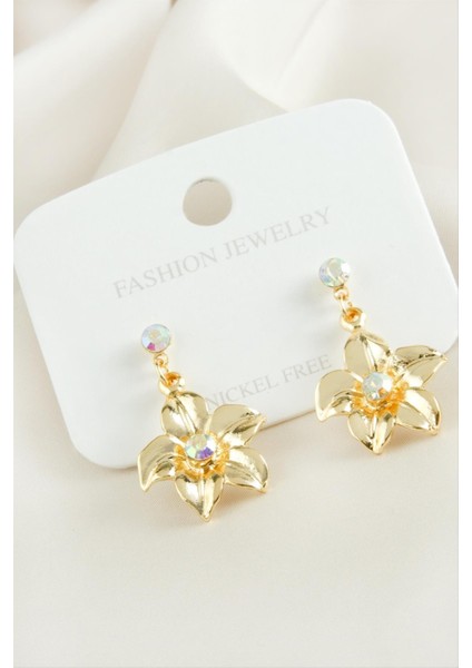 Msa-Shop Papatya Taşlı Klipsi Küpe-Sarı