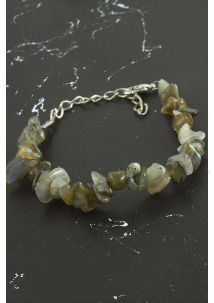 Msa-Shop Akik Kırık Doğaltaşlı Bileklik-Yeşil