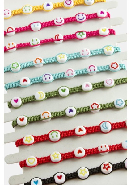 Msa-Shop Emoji Makrome Örgülü Bileklik-Renkli