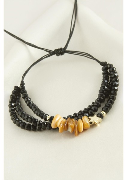 Msa-Shop 3lü Kırık Doğaltaş Kristal Zincirli Bileklik-Renkli