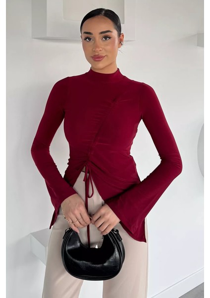 Asimetrik Kesim Ön Büzgülü Kadın Bluz P-00018523 fiyatları