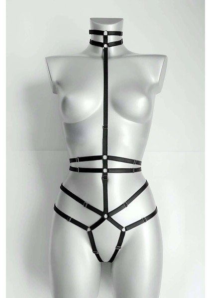 Ağ Kısmı Açık Seksi Jartiyer Harness - APFT370