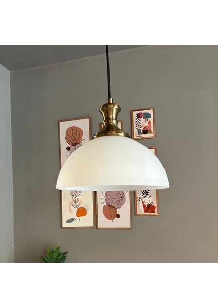 Perry Cam Beyaz Tekli Avize Eskitme Tokmak Başlık Retro Sarkıt Lamba Restoran Salon Aydınlatma