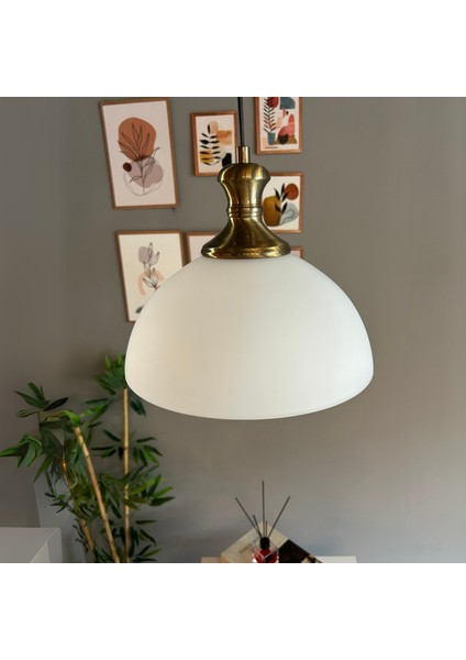 Perry Cam Beyaz Tekli Avize Eskitme Tokmak Başlık Retro Sarkıt Lamba Restoran Salon Aydınlatma