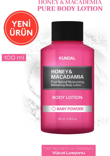 Nemlendirici ve Besleyici Vücut Losyonu Kundal Honey & Macadamia Pure Body Lotion 100ML Baby Powder