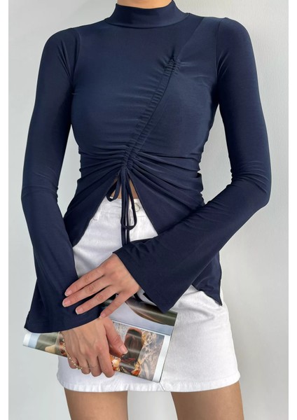 Asimetrik Kesim Ön Büzgülü Kadın Bluz P-00018523 fiyatları