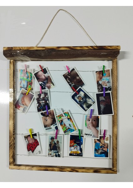 LED Işıklı Mandallı Ahşap Fotoğraf Albüm Çerçevesi – Anı Panosu modelleri
