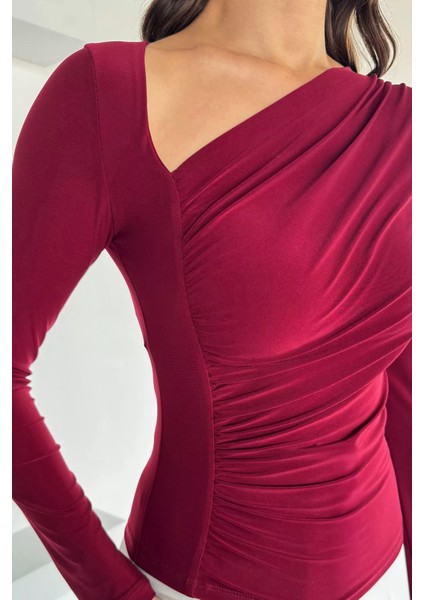 Kadın Drapeli V Yaka Bluz P-00018522 fırsatları