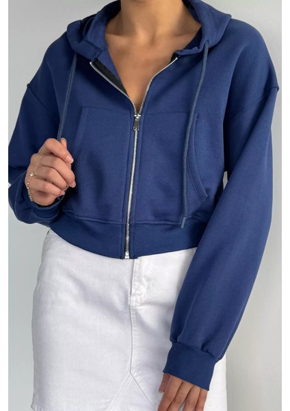 Kadın Ön Fermuarlı Kapüşonlu Çift Cepli Sweatshirt P-00018513 modelleri