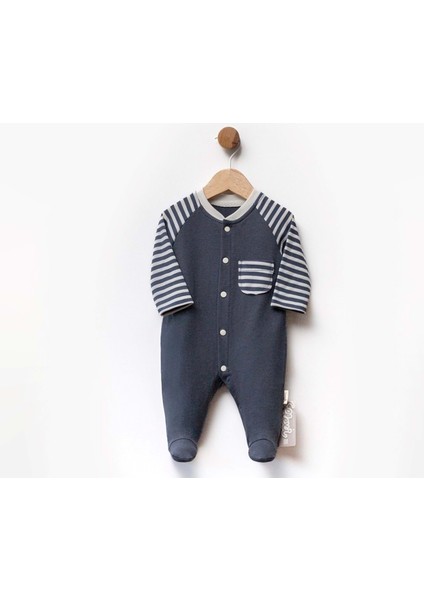 Cepli Çizgili Patikli Iki Iplik Tulum - Antrasit - 1 - 3 Ay - FLE252440-ANTRASIT-1 - 3 Ay Antrasit