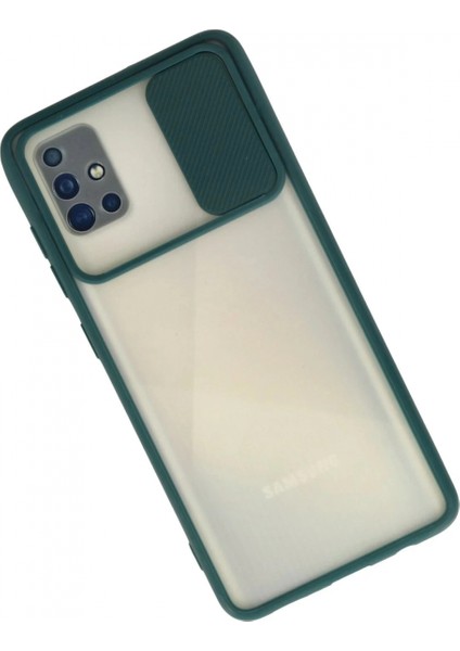 Samsung Galaxy A71 Kılıf Palm Buzlu Kamera Sürgülü Silikon - Yeşil fiyatları