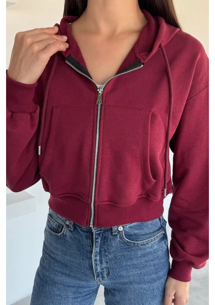 Kadın Ön Fermuarlı Kapüşonlu Çift Cepli Sweatshirt P-00018513 modelleri