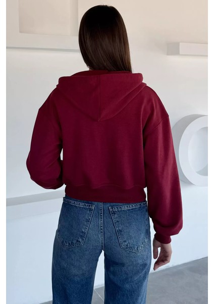 Kadın Ön Fermuarlı Kapüşonlu Çift Cepli Sweatshirt P-00018513 fırsatları