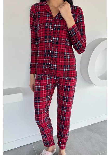 Kadın Düğmeli Desenli Süet Pijama Takımı P-00018489 fiyatları