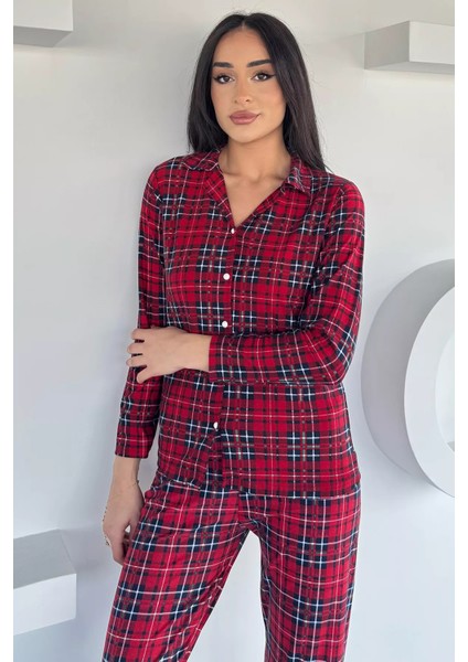 Kadın Düğmeli Desenli Süet Pijama Takımı P-00018489 modelleri