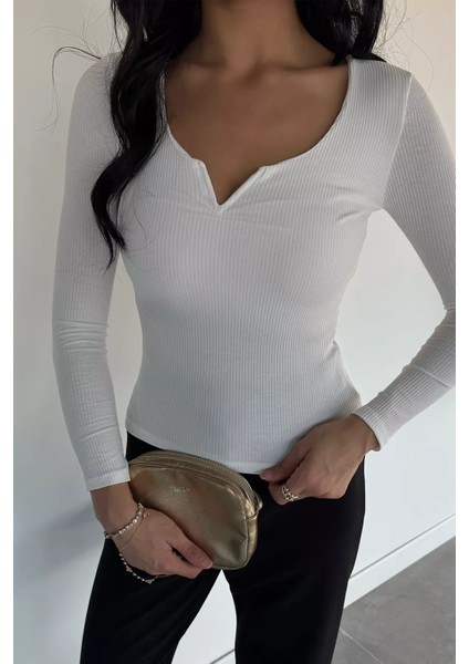 Kadın Likralı V Yaka Detaylı Bluz P-00018508 modelleri