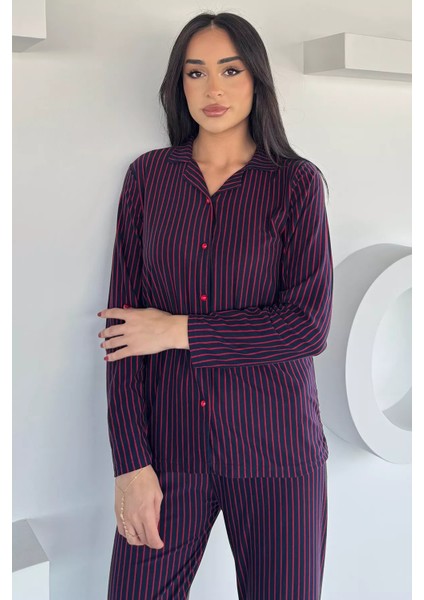 Kadın Düğmeli Desenli Süet Pijama Takımı P-00018489 fiyatları