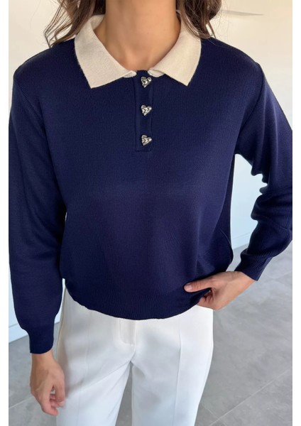 Kadın Yarım Düğmeli Triko Kazak P-00018491 modelleri