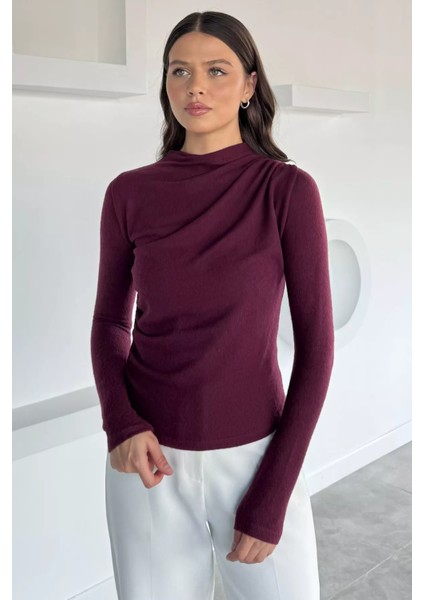 Kadın Omuz ve Yan Büzgülü Bluz P-00018501