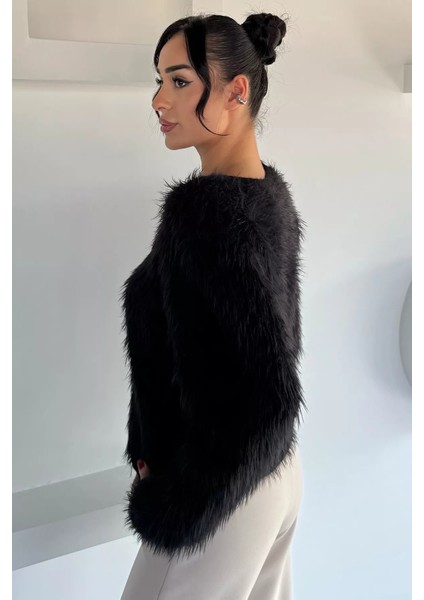 Kadın V Yaka Sakallı Yumoş Triko Bluz P-00018497 fırsatları