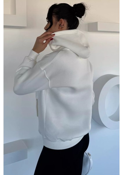 Kadın Kapüşonlu Kanguru Cepli Üç Iplik Şardonlu Sweatshirt P-00018483 fırsatları