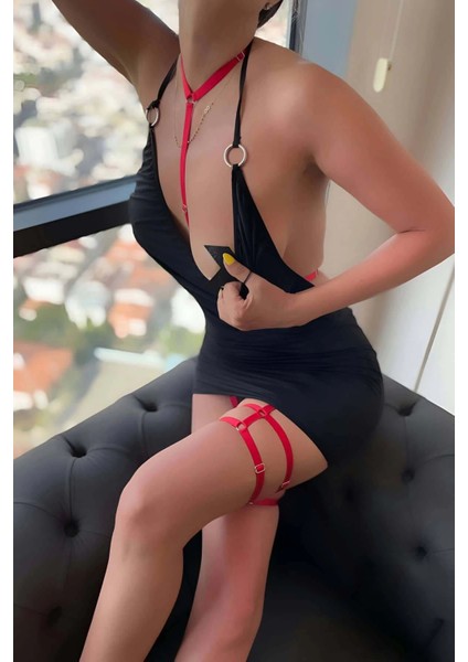 Boyun Bağlamalı ve Seksi Bacak Harness Takım fırsatları