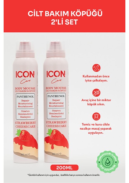 Icon Care Cilt Bakım Köpüğü Strawberry & Cheesecake 2'li Set modelleri