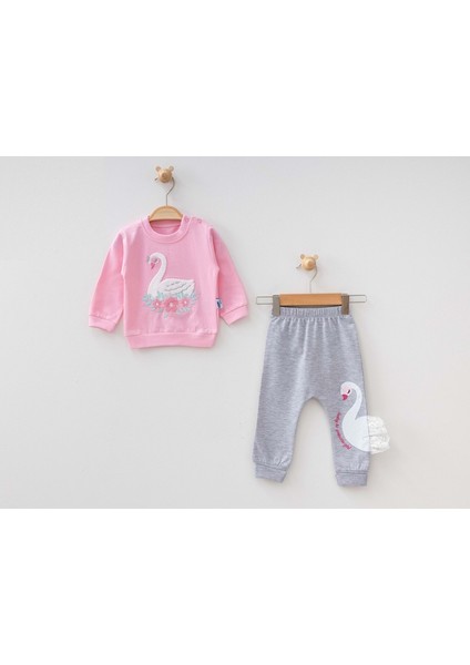 Kuğu Nakışlı Iki Iplik Alt Üst Takım - Pembe - 12 - 18 Ay - BBH499-PEMBE-12 - 18 Ay Pembe