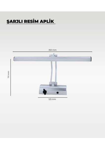 Şarjlı Krom Flüt Aplik 3200K Sarı Işık – Elektrik Gerektirmez fiyatları