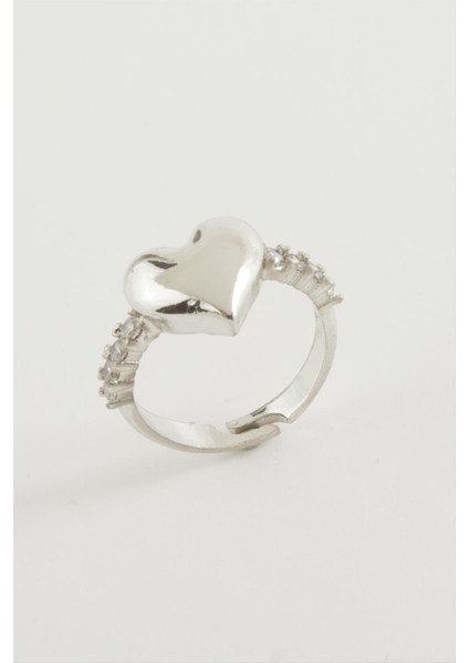 Msa-Shop Kalp Taşlı Metal Yüzük-Gümüş Rengi fiyatları