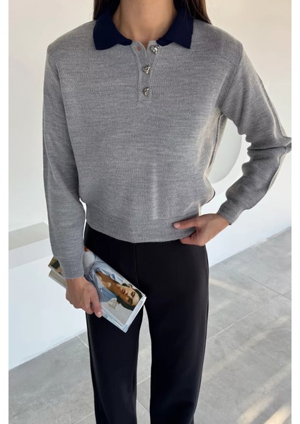 Kadın Yarım Düğmeli Triko Kazak P-00018491 modelleri